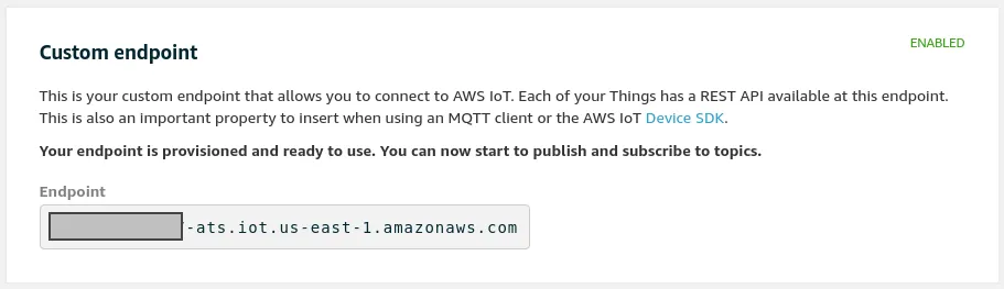 AWS IoT Custom Endpoint UI