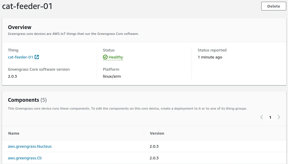 AWS IoT Greengrass V2 view deployed components