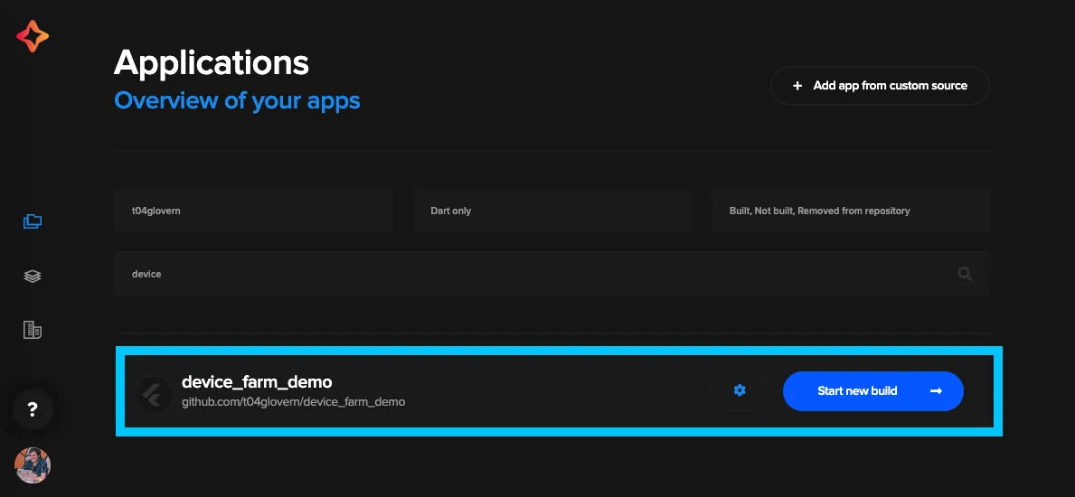 Codemagic Import Device farm project