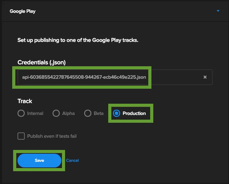 CodeMagic build credentials