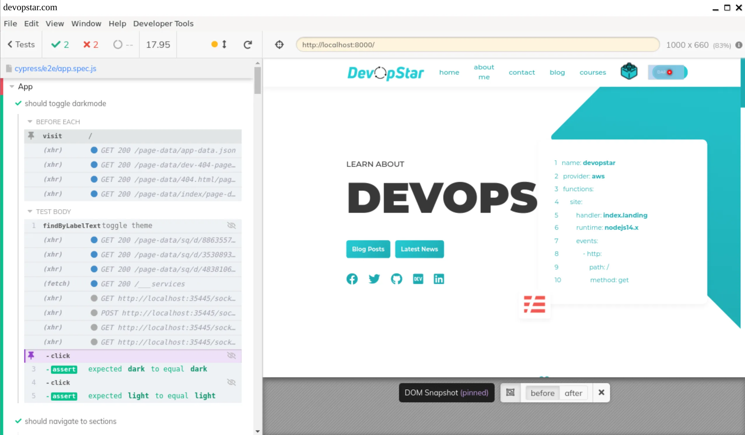 Cypress testing visual suite