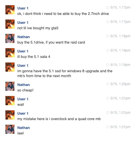 Face facebook conversation example