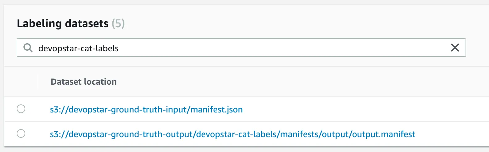 Ground Truth labeling dataset list