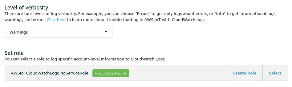 AWS IoT Setup Logging Role