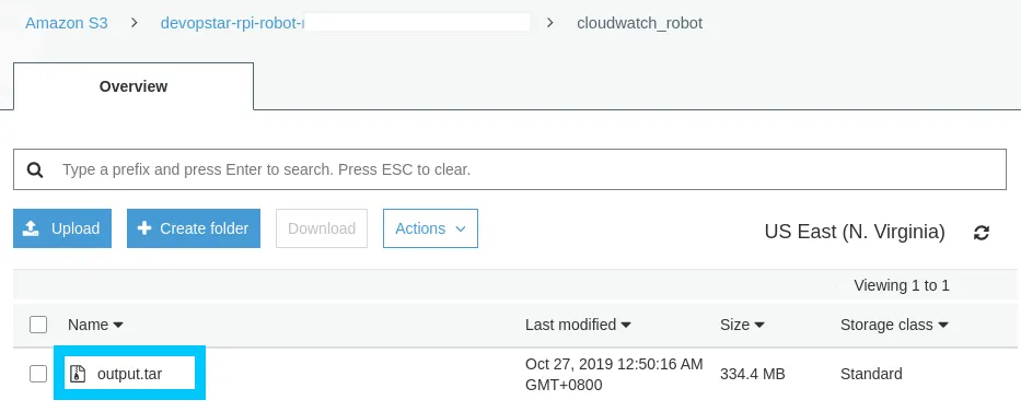 RoboMaker S3 Deployment of output.tar