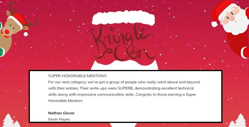 SANS Holiday Hack Super Honorable Mention