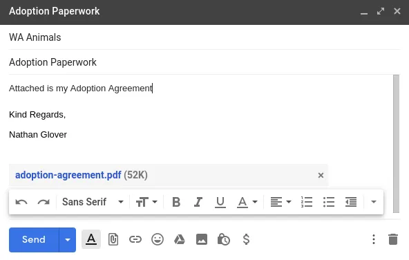 Email sending example