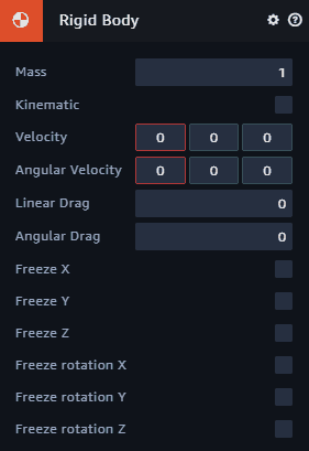 aws sumerian scene box ridgedbody settings