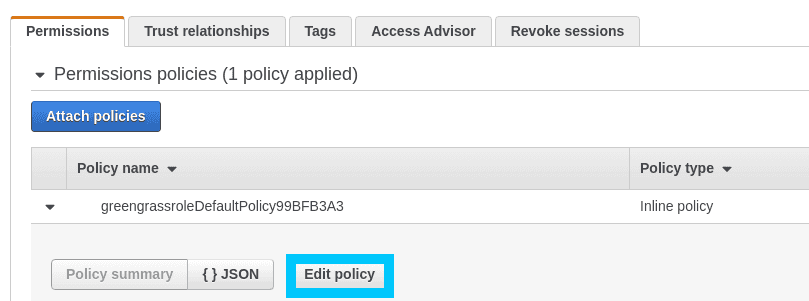 Greengrass Docker edit role policy
