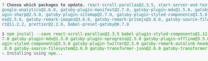 npm-check Running updates