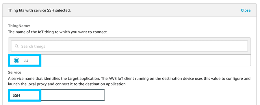 AWS IoT Secure tunnel list services
