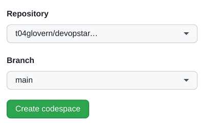 New Codespace instance