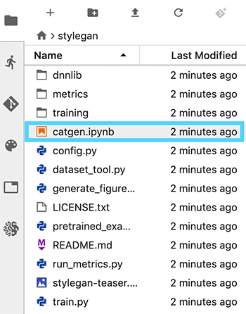 SageMaker notebook file browser