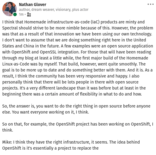 Another example of a public post using generated tech jargon