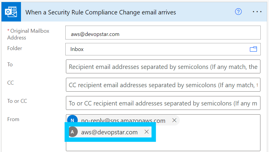 Change the trigger to your own email address