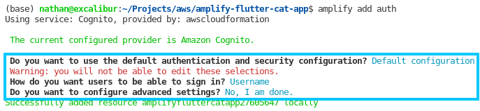 Amplify add auth support