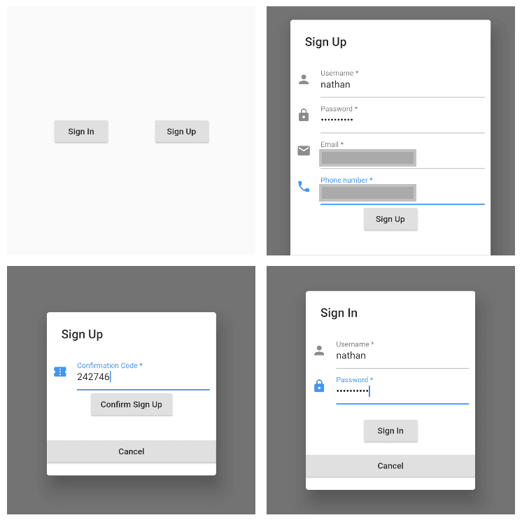 Amplify login screen in app