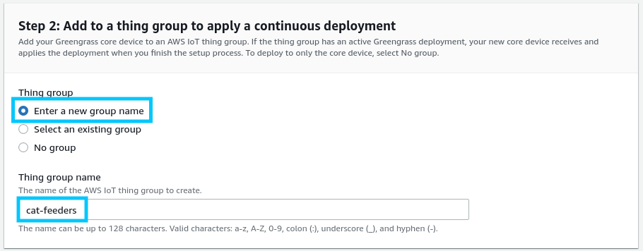 AWS IoT Greengrass V2 create thing group