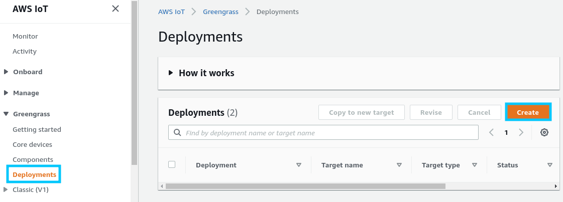 AWS IoT Greengrass V2 create a Deployment