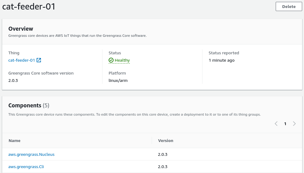 AWS IoT Greengrass V2 view deployed components