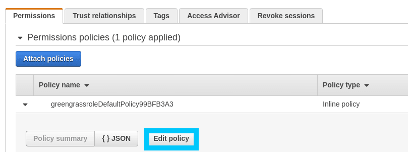 Greengrass Docker edit role policy