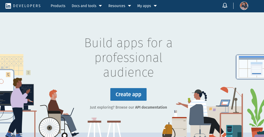 LinkedIn Developer Create App portal
