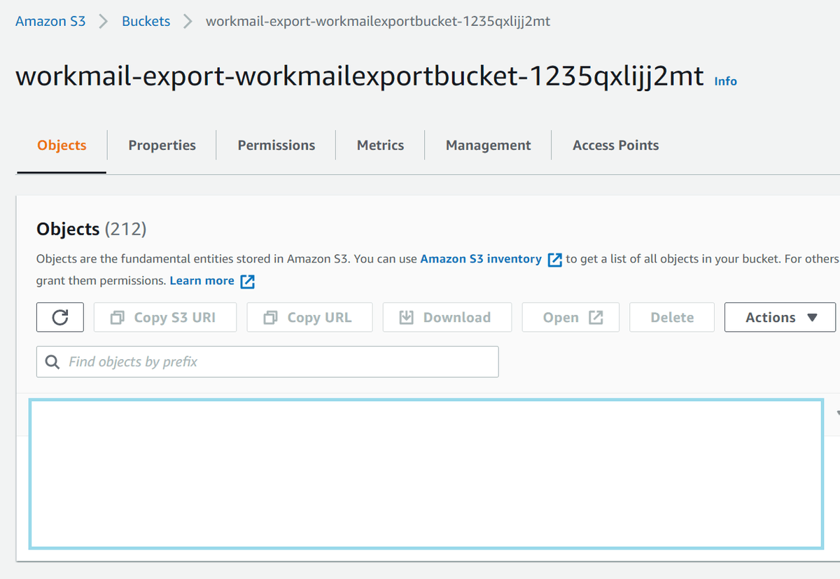 S3 WorkMail exported file